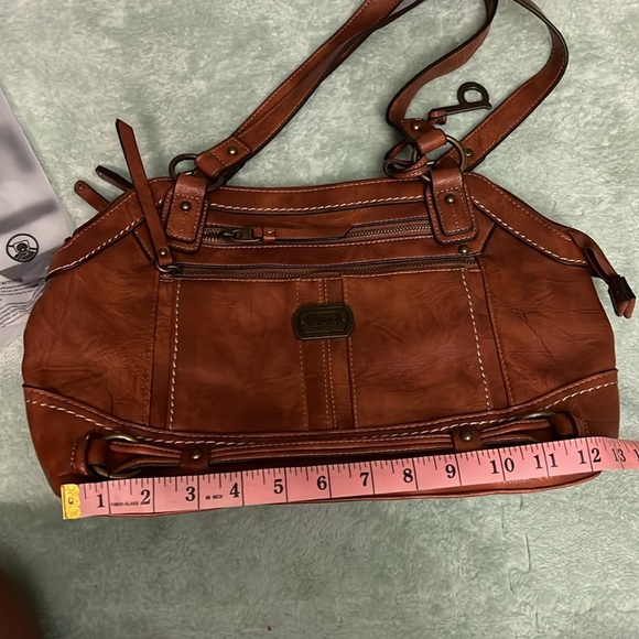 Womens Faux Leather Convertible Satchel Handbag - Picture 9 of 9